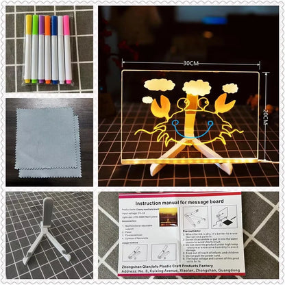 Tableau LED Effaçable pour Enfants – Planche à Dessin Lumineuse avec Stylos Colorés