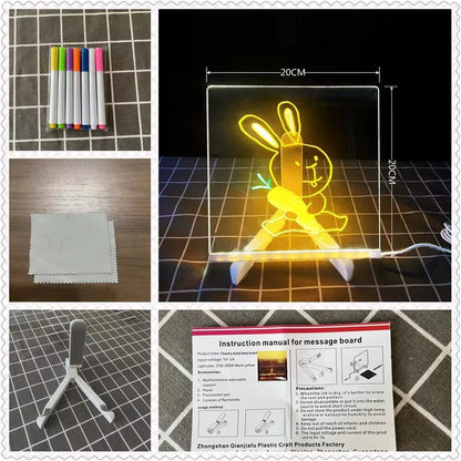Tableau LED Effaçable pour Enfants – Planche à Dessin Lumineuse avec Stylos Colorés