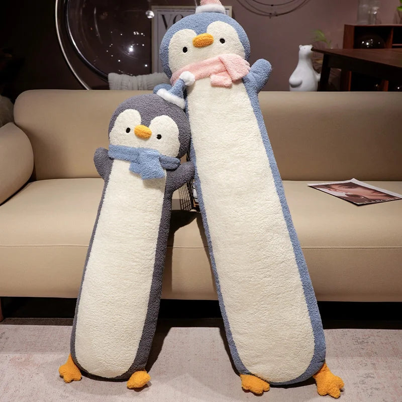 peluche pingouin géante coussin long doux