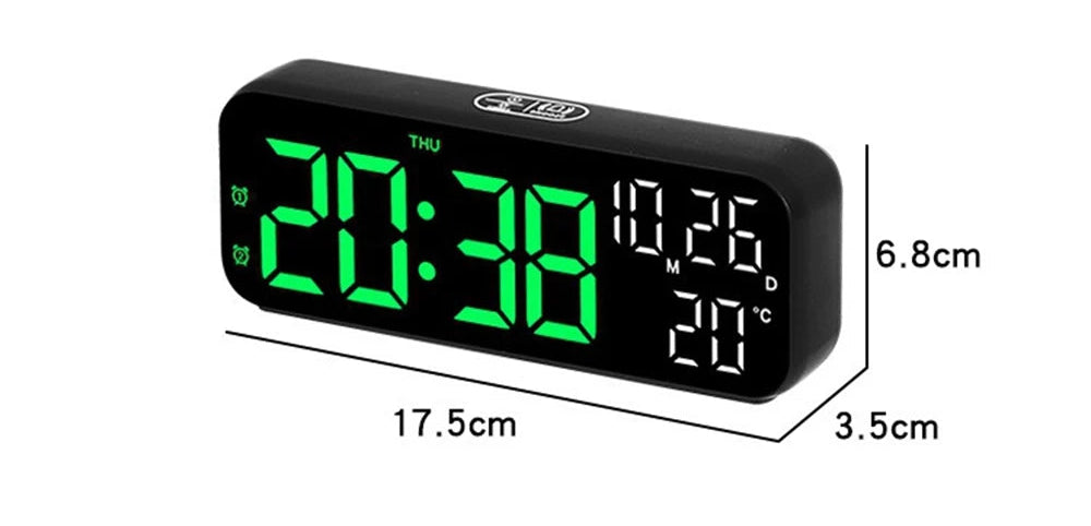 Réveil matin LED avec affichage température date et double alarme