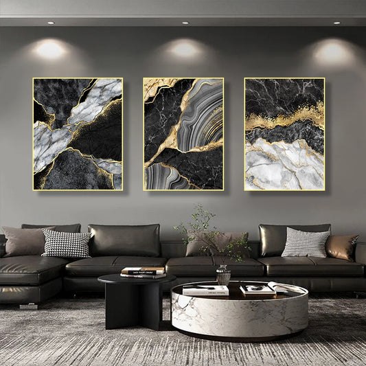 Art mural Canvas Black and Gold River