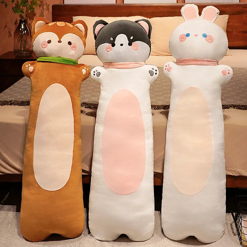Peluche Oreiller Cute Soft Long Fox Cat Monkey Rabbit Husky