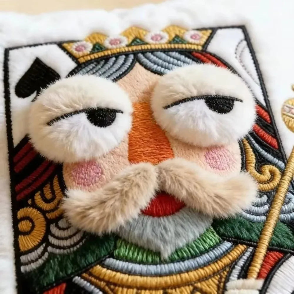 Coussin décoratif cartes à jouer – Modèle brodé doux style vintage pour salon
