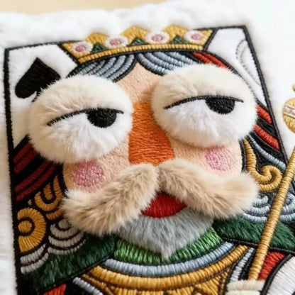 Coussin décoratif cartes à jouer – Modèle brodé doux style vintage pour salon