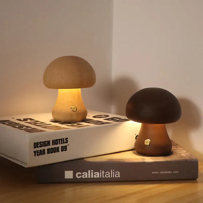 Lampe Wooden Cute Mushroom