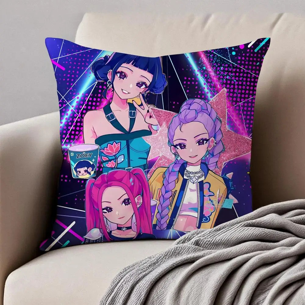 Housse de Coussin Style Anime Coloré Pop