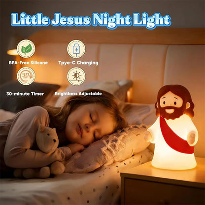 Veilleuse LED Jésus Rechargeable USB – 3 Niveaux de Luminosité