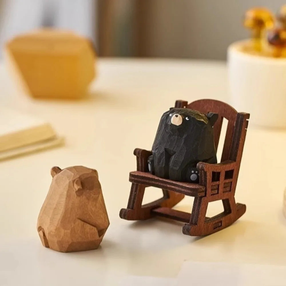 figurine ours bois miniature décoration table