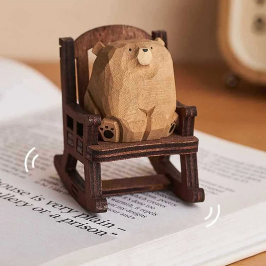 figurine ours bois miniature décoration table