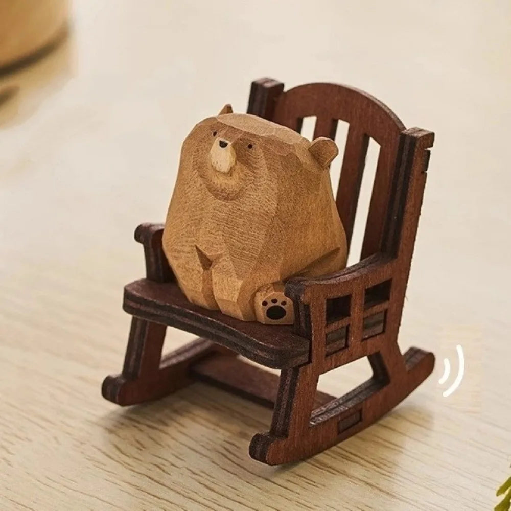 figurine ours bois miniature décoration table