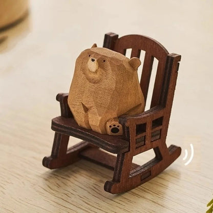 figurine ours bois miniature décoration table