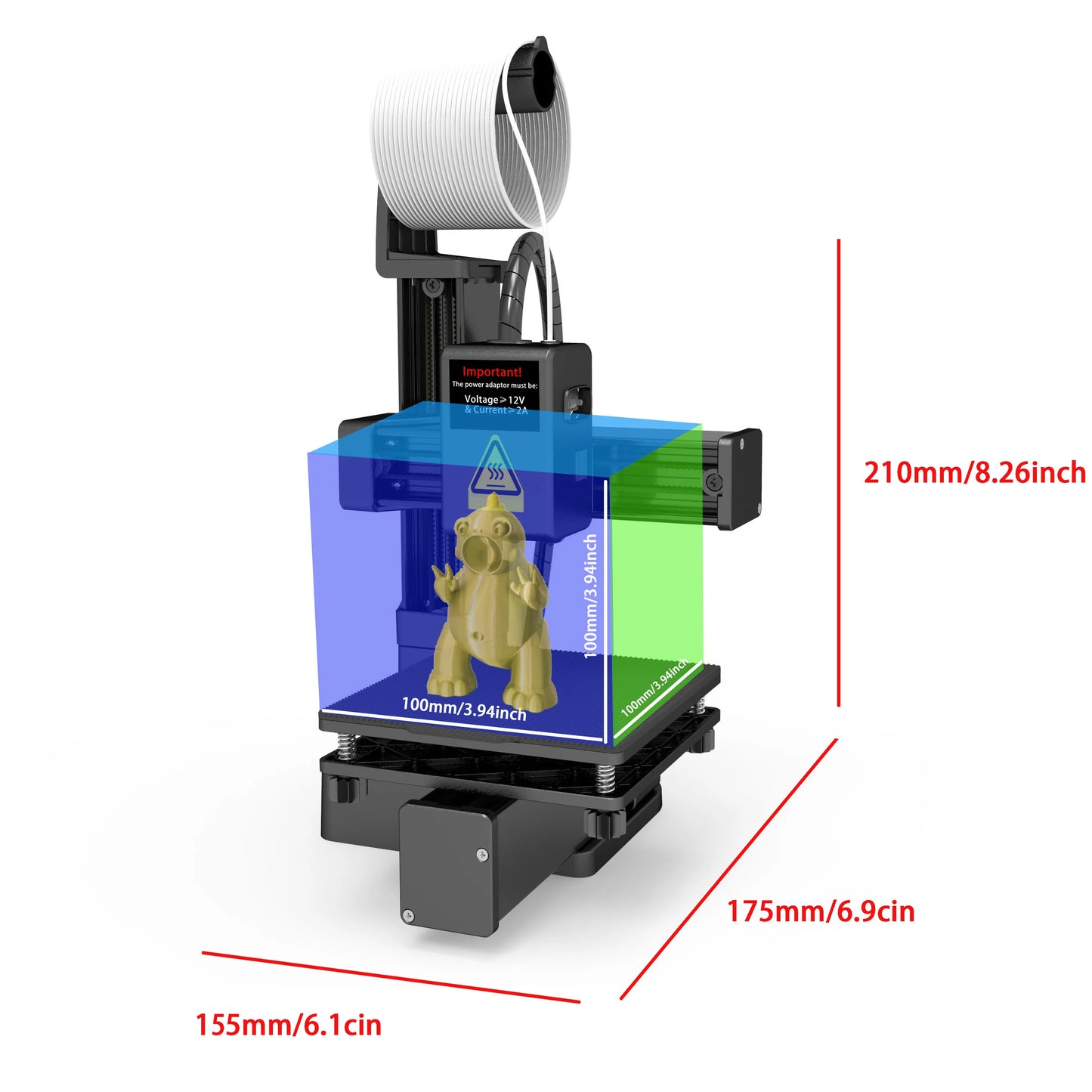 Imprimante 3D Compacte pour Débutants – Compatible PLA & TPU avec Adaptateur Inclus