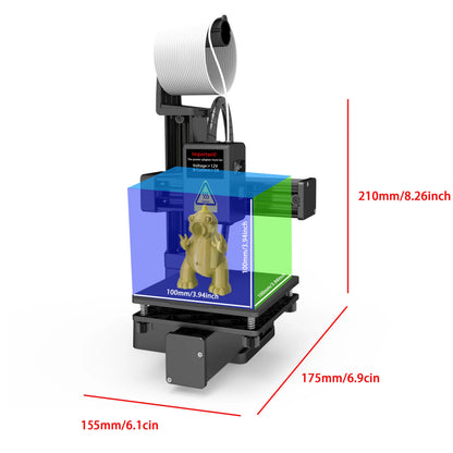 Imprimante 3D Compacte pour Débutants – Compatible PLA & TPU avec Adaptateur Inclus