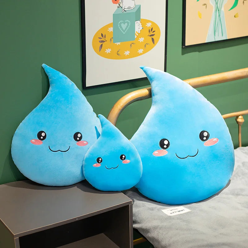 Peluche goutte d’eau kawaii – Coussin doux décoratif bleu