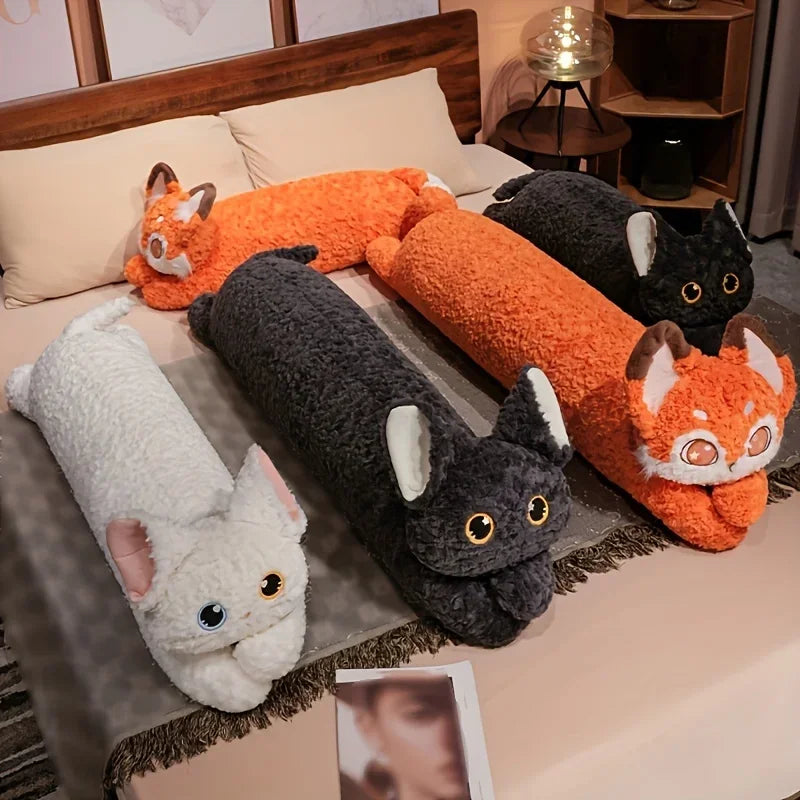 Oreiller peluche chat kawaii long 90 cm coussin doux décoratif pour chambre enfant
