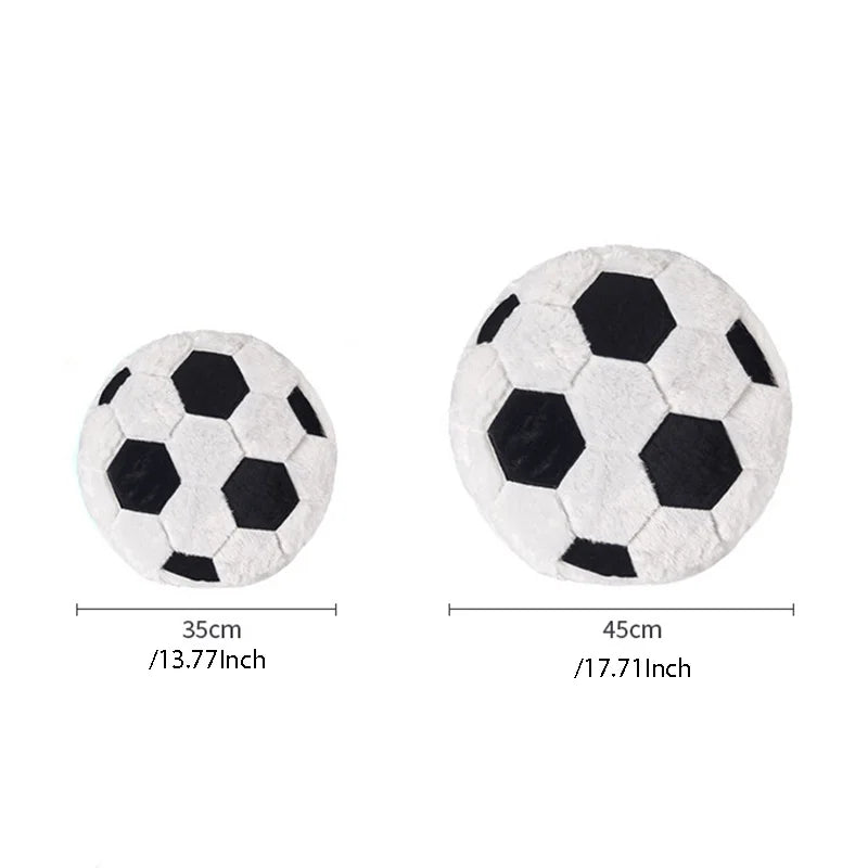 Coussin en Peluche Ballon de Soccer – Décor Sport Confortable
