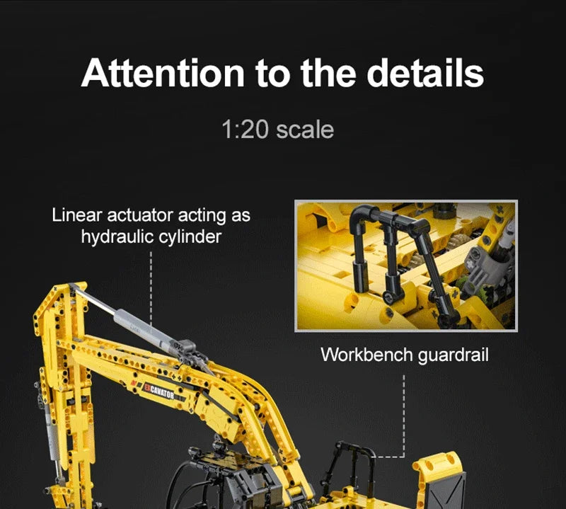 Pelle mécanique Grue Technique 1702Pcs Remote Control Engineering Building Blocks RC Excavator