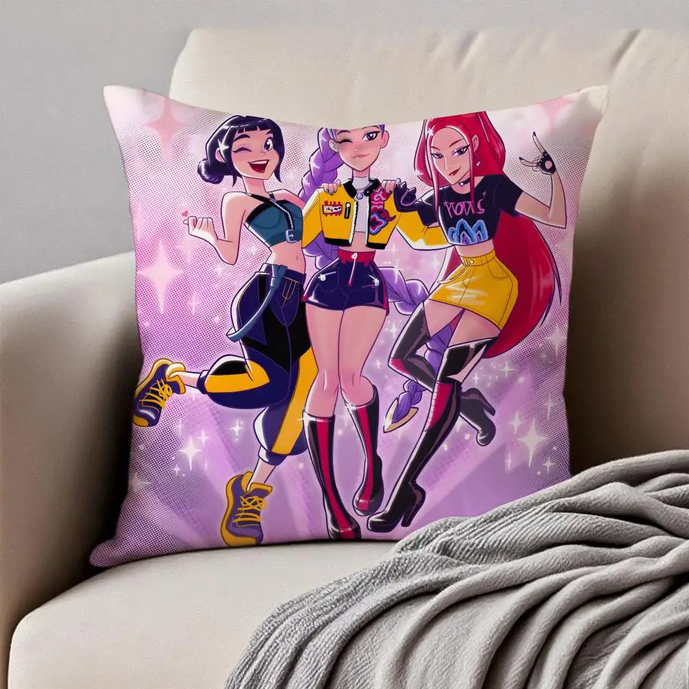 Housse de Coussin Style Anime Coloré Pop