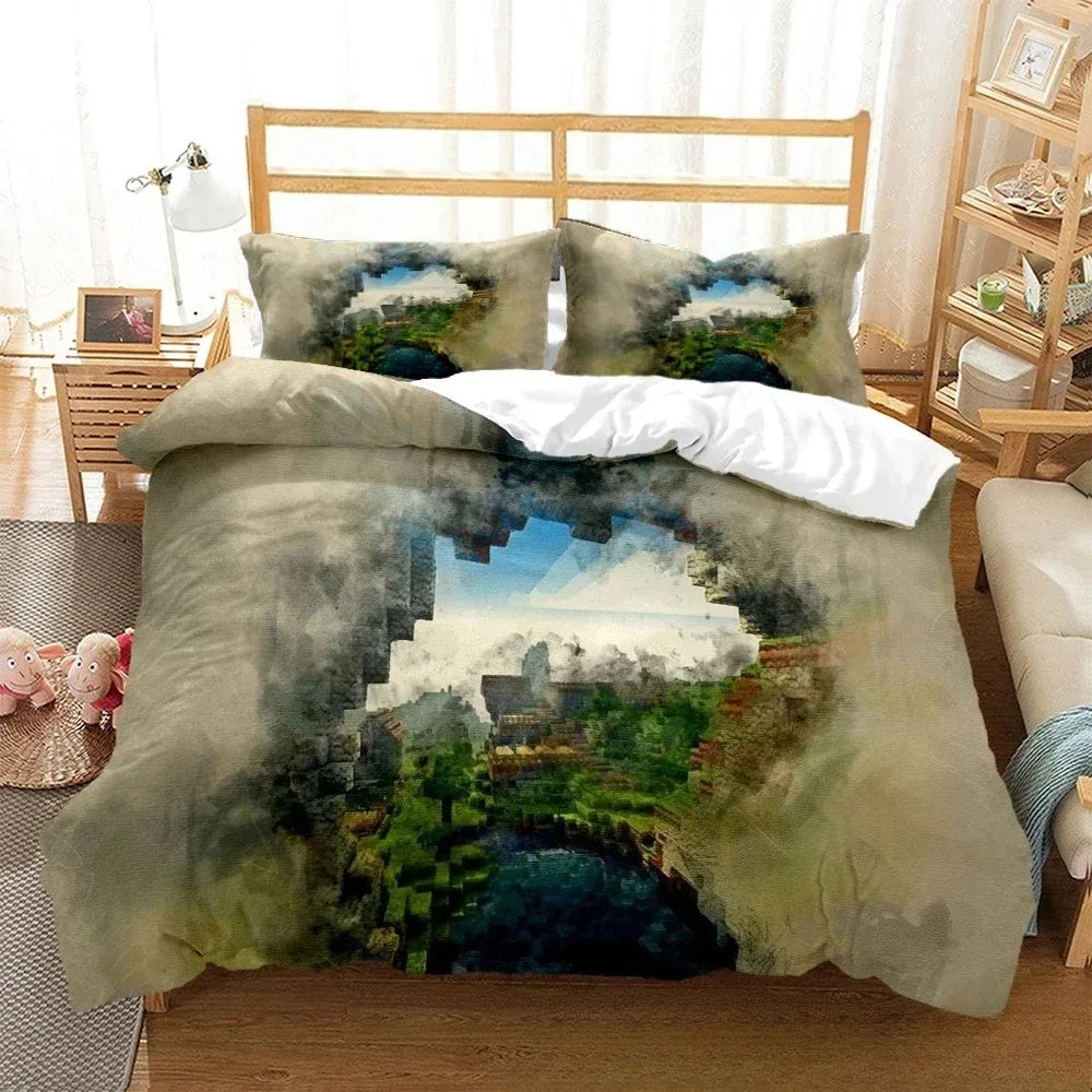 M-Mine craft Pixel bedding set