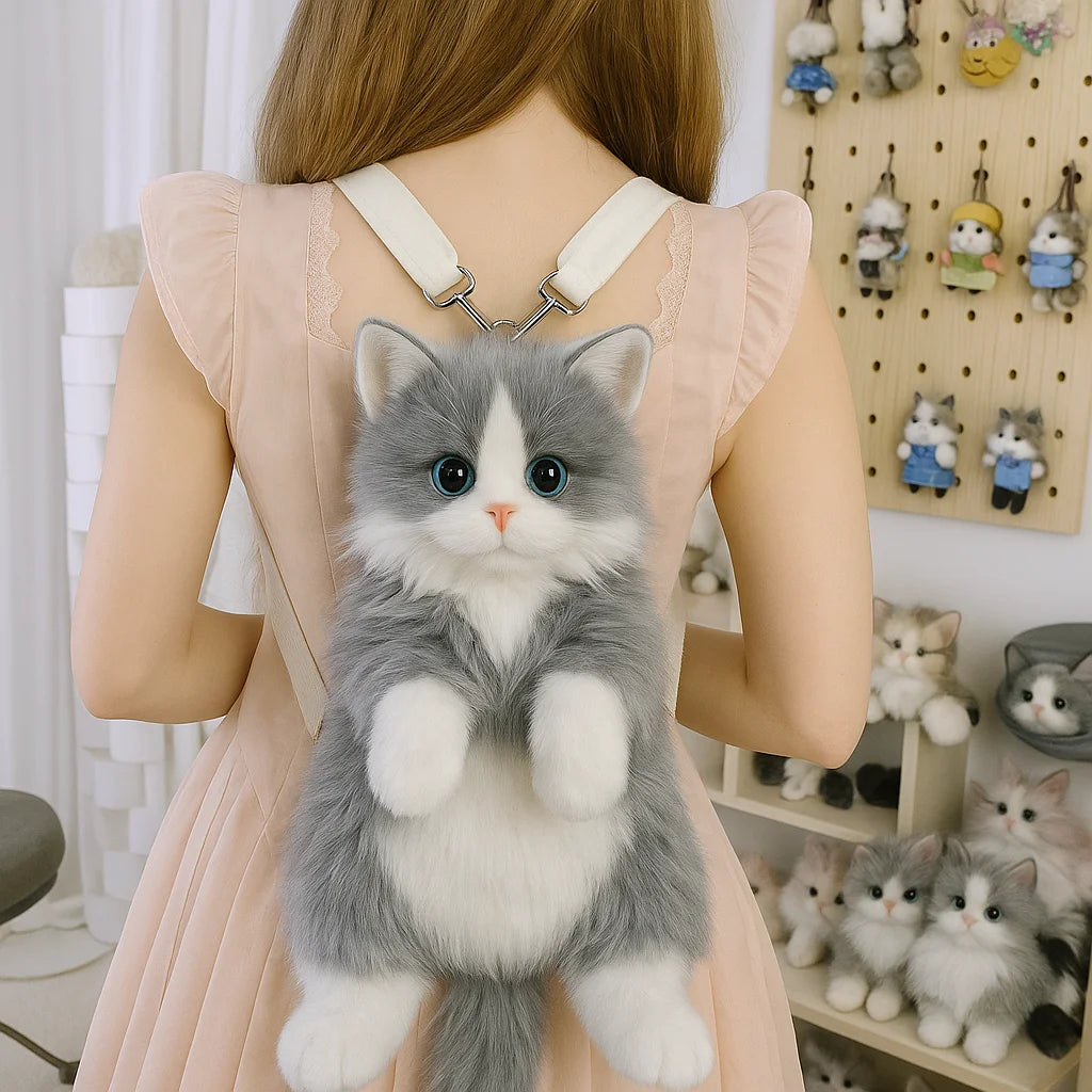 Sac à Dos Chat en Peluche – Sac Animal Doux et Original
