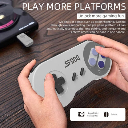 Console de jeux rétro HDMI avec deux manettes sans fil, branchée à une télévision affichant un jeu classique, idéale pour jouer en famille.