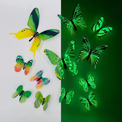 12/24pcs Papillon 3D Fluorescent
