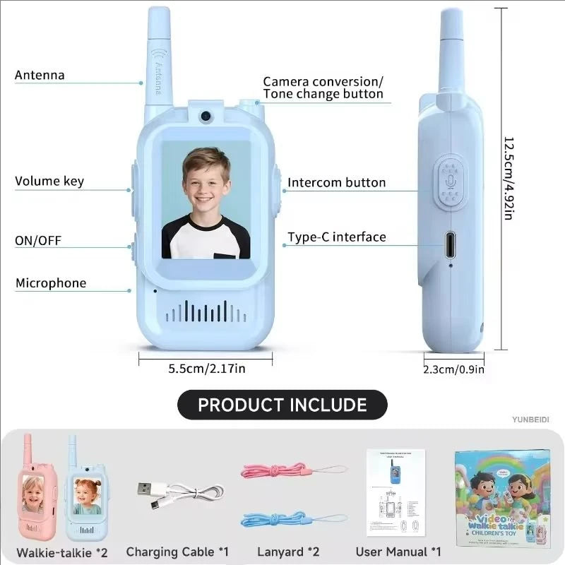 Talkies-walkies vidéo pour enfants – Lot de 2, écran 2 pouces, rechargeables - photo 5