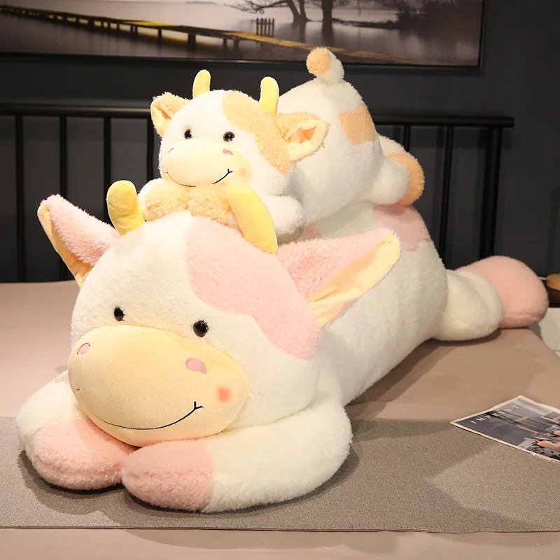 Peluche Vache Géante 90 cm – Coussin Doux et Moelleux pour Enfants