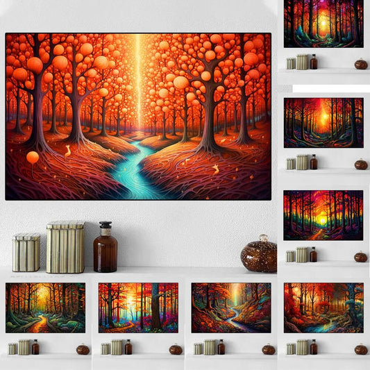 Art mural Canvas Colorful Forest at Sunset