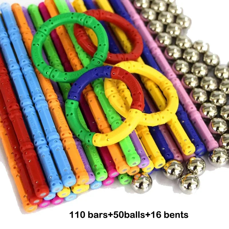 jeu construction magnetique batons billes educatif enfant