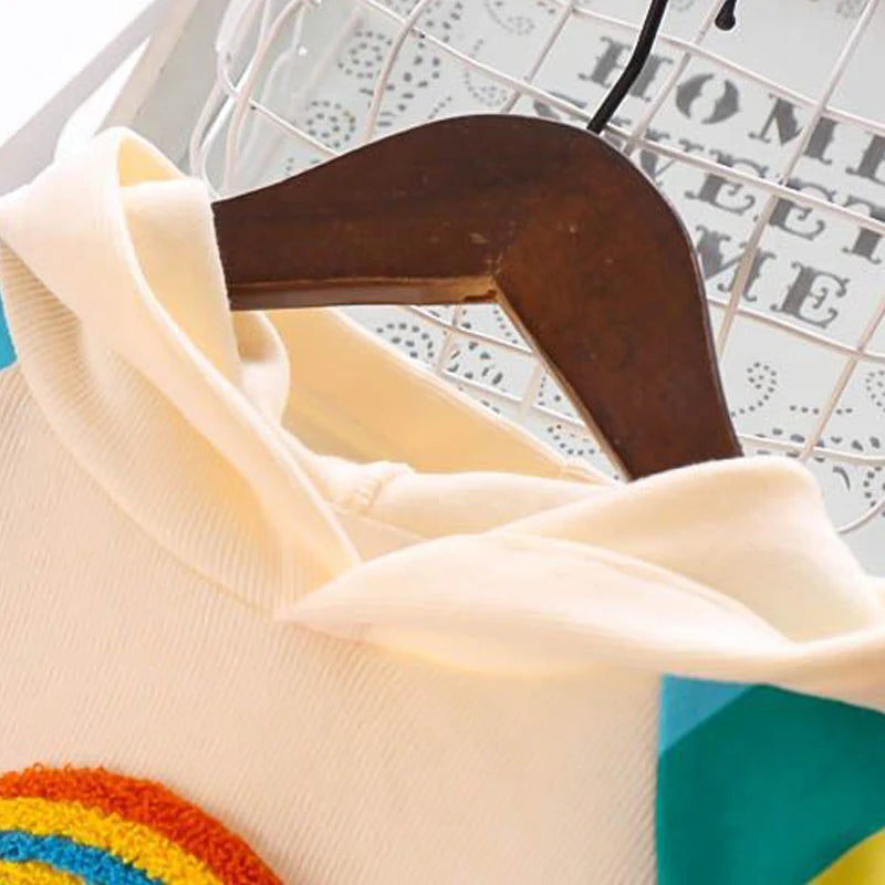 robe enfant arc en ciel manches multicolores capuche fille