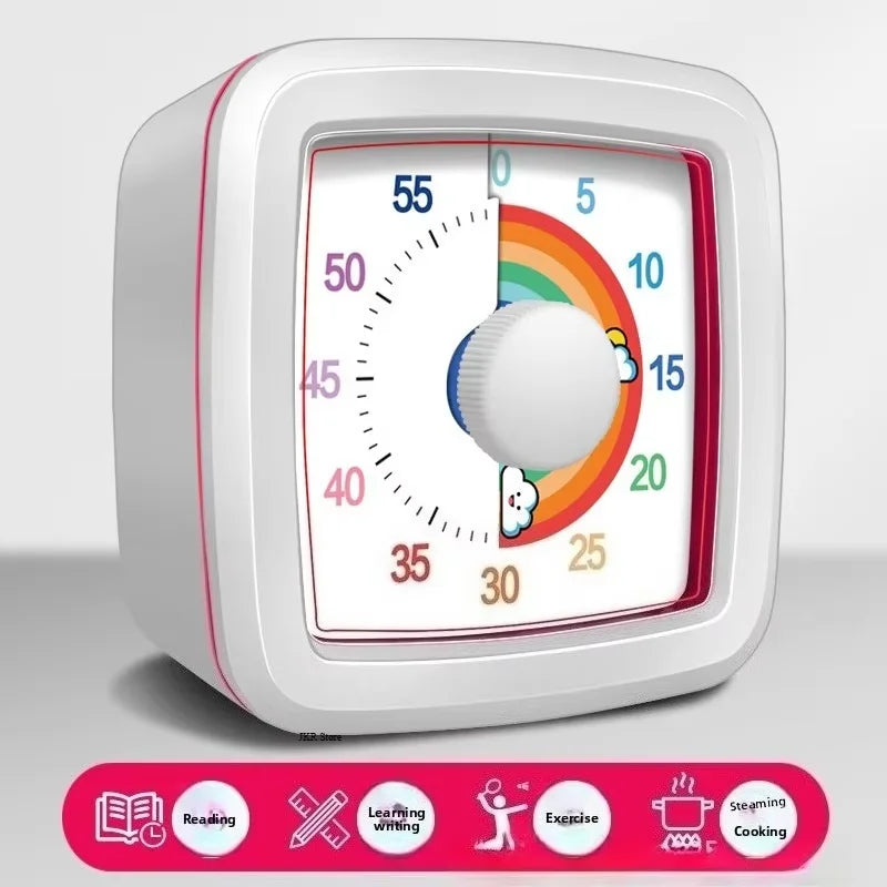 Minuteur Visuel Enfant 60 Minutes – Horloge Éducative Silencieuse avec Compte à Rebours Coloré