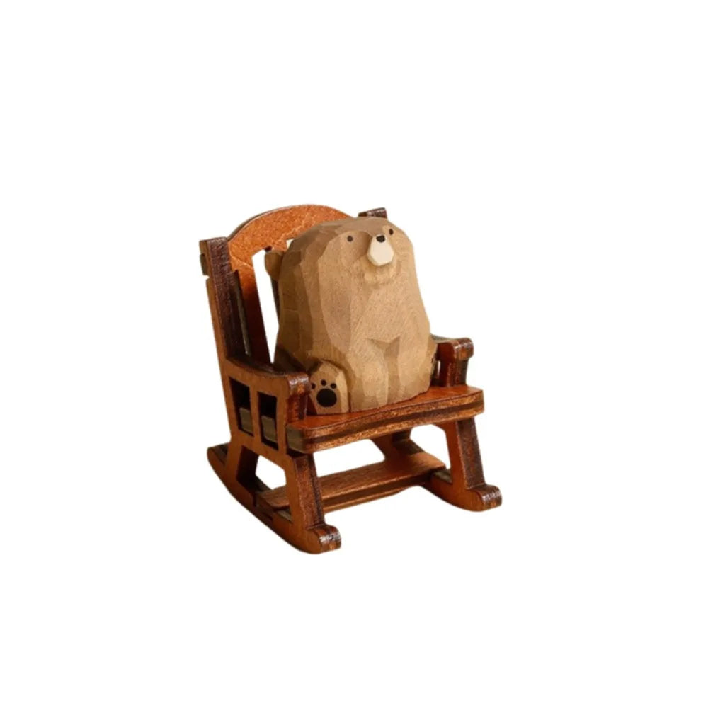 Figurine Ours en Bois Miniature – Décoration Table Originale et Cadeau Mignon