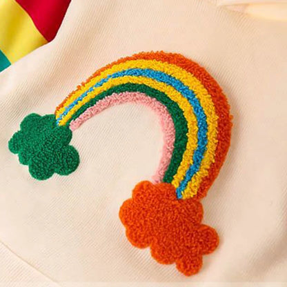 robe enfant arc en ciel manches multicolores capuche fille