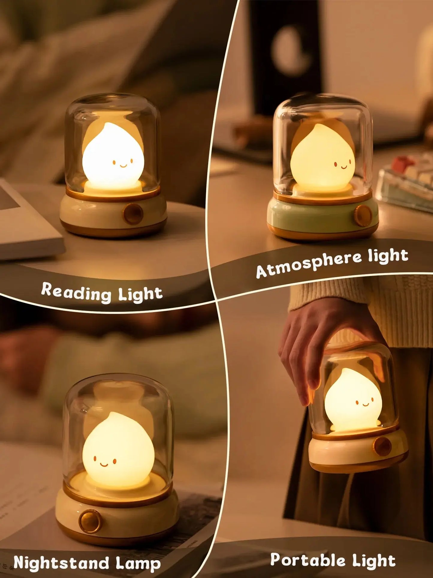 Veilleuse Bougie LED Sans Flamme – Lampe de Nuit Apaisante avec Bruit Blanc et Intensité Réglable