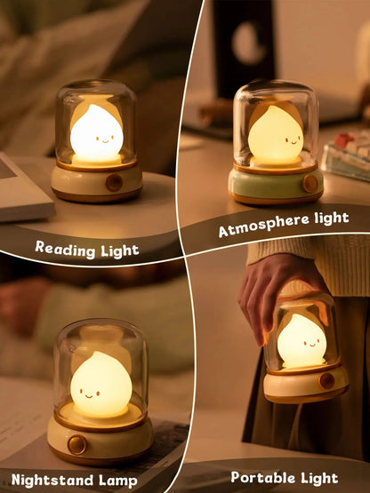 Veilleuse Bougie LED Sans Flamme – Lampe de Nuit Apaisante avec Bruit Blanc et Intensité Réglable