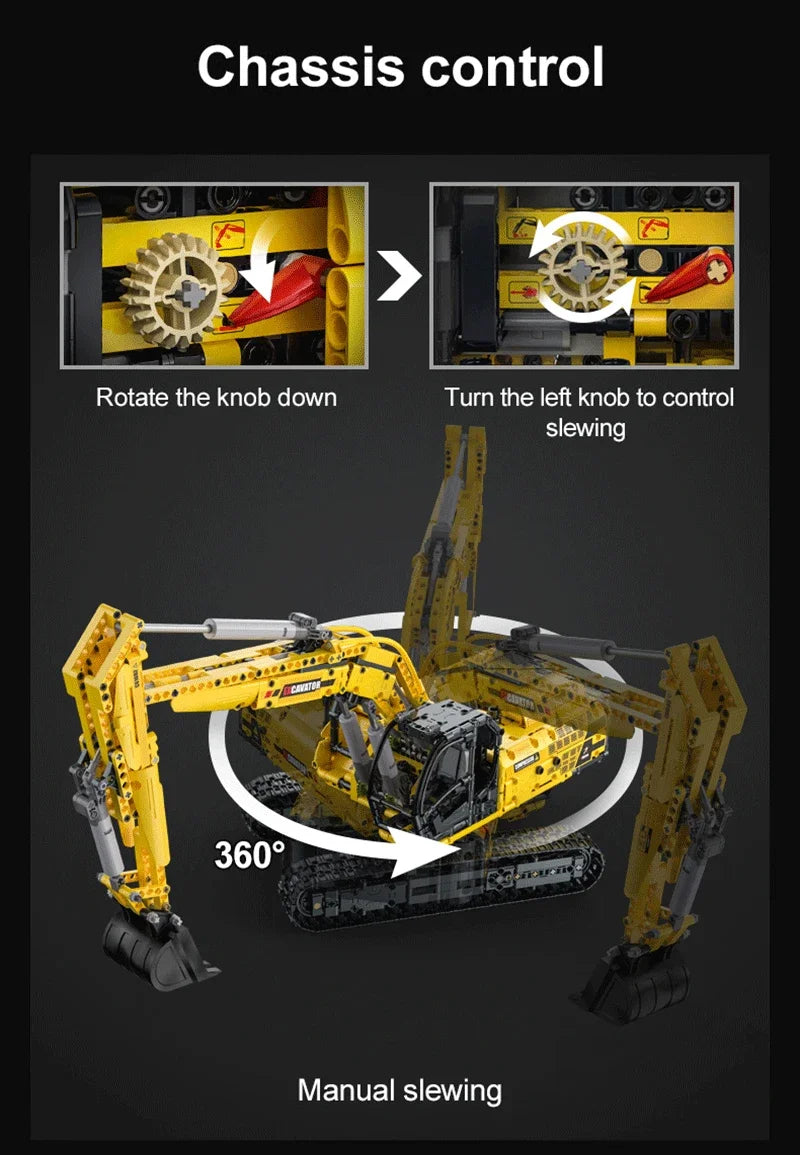 Pelle mécanique Grue Technique 1702Pcs Remote Control Engineering Building Blocks RC Excavator