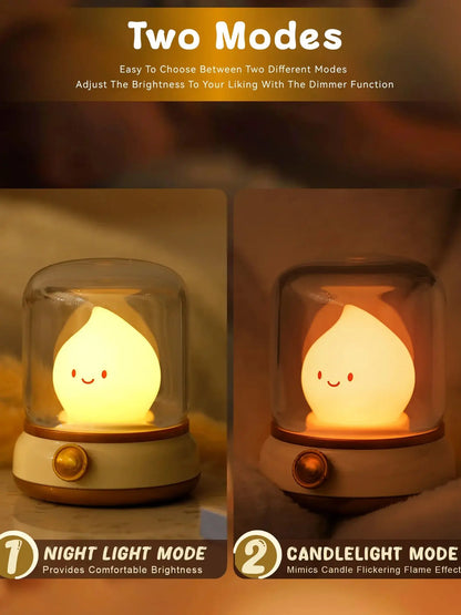 Veilleuse Bougie LED Sans Flamme – Lampe de Nuit Apaisante avec Bruit Blanc et Intensité Réglable