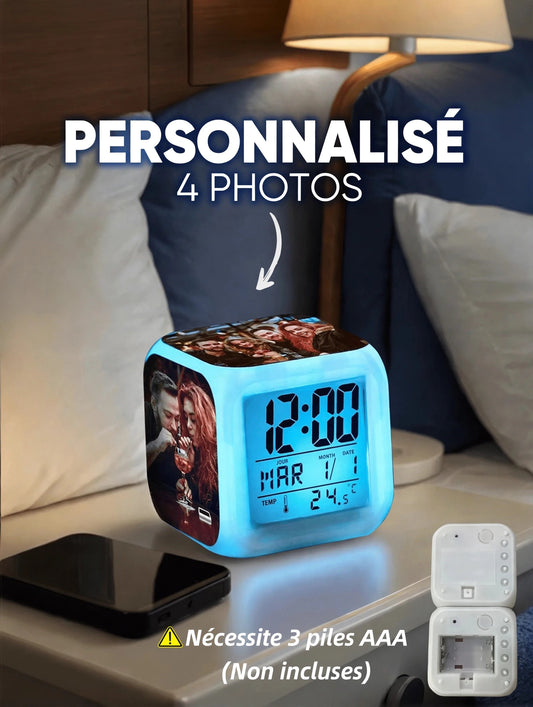 Réveil Numérique Personnalisé avec Photos – Cadeau Original