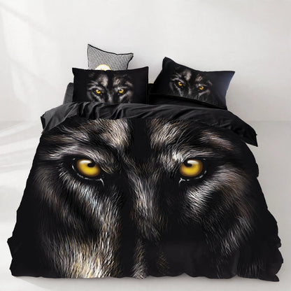 Juego de cama de león, tigre y lobo