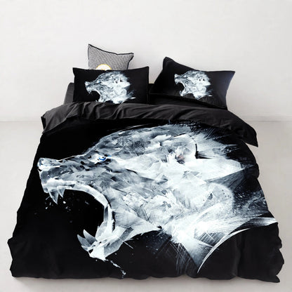 Juego de cama de león, tigre y lobo