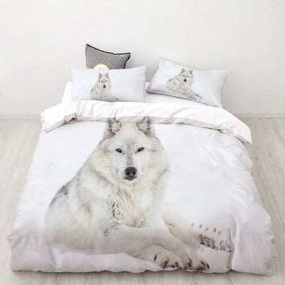 Juego de cama de león, tigre y lobo