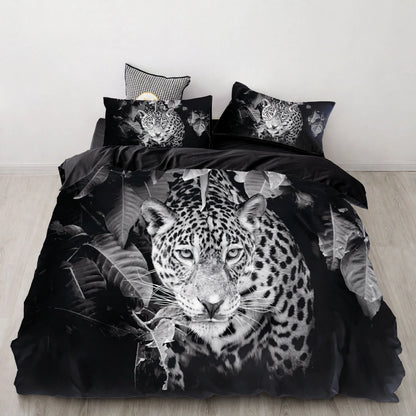 Juego de cama de león, tigre y lobo