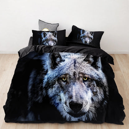 Juego de cama de león, tigre y lobo