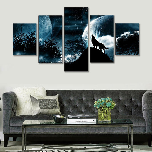 Art mural canvas Moon Wolf