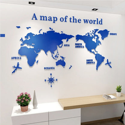 Autocollant Acrylique World Map 3D