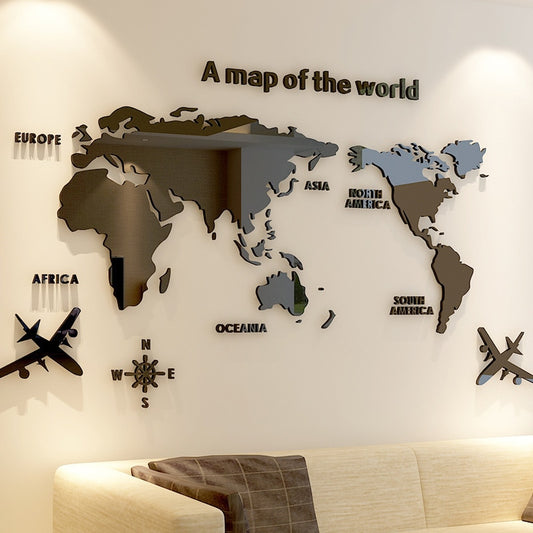 Autocollant Acrylique World Map 3D