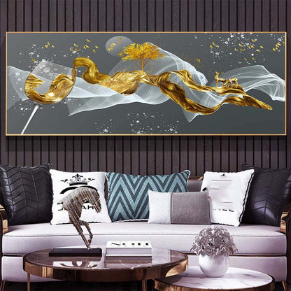 Art mural Modern Abstract Golden Wine