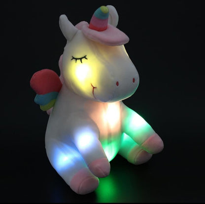Bonito peluche de unicornio LED luminoso.