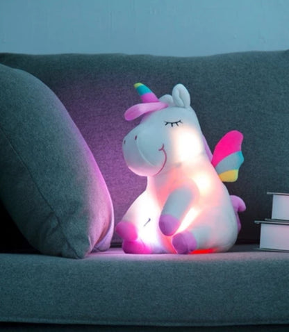Bonito peluche de unicornio LED luminoso.
